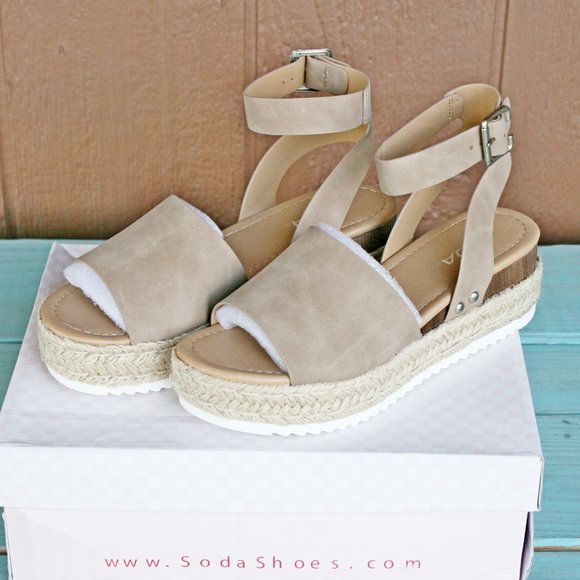 SODA Topic Flatform Sandals Espadrille Tan Brown - Picture 7 of 10